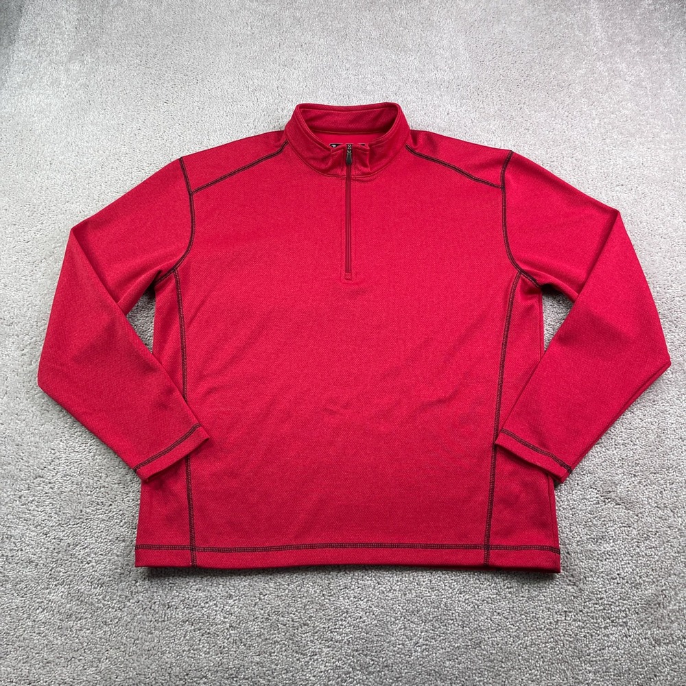 Pebble Beach Sweater Mens Small Red Performance Golf Quarter Zip‎ Pullover